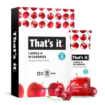That'S It. Apple + Cherry 100% Natural Real Fruit Bar, Best High Fiber Vegan, Gluten Free Healthy Snack, Paleo For Children & Ad