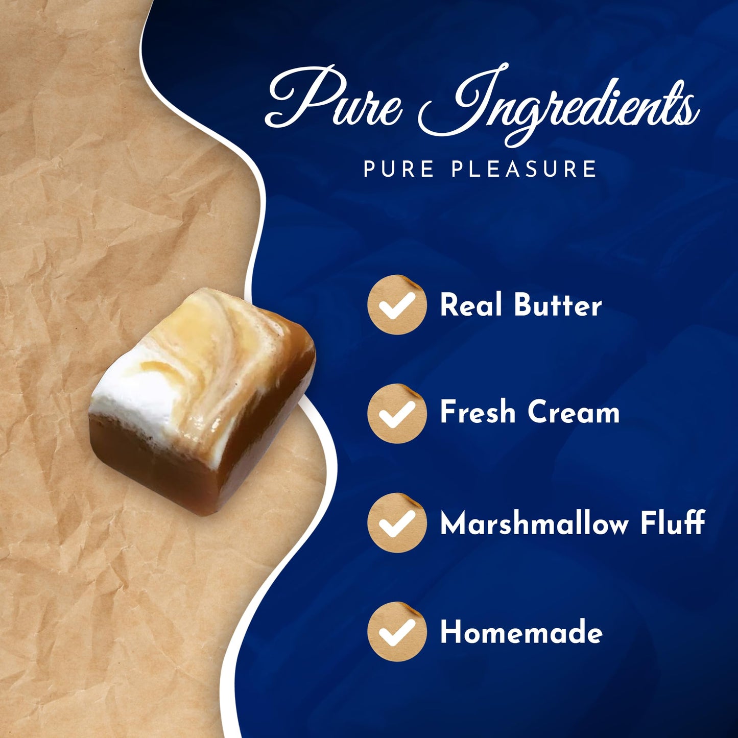 Dallas Caramel Company Marshmallow Caramel Candy - Gourmet Buttery Caramels, 8OZ, Handcrafted, Individually Wrapped