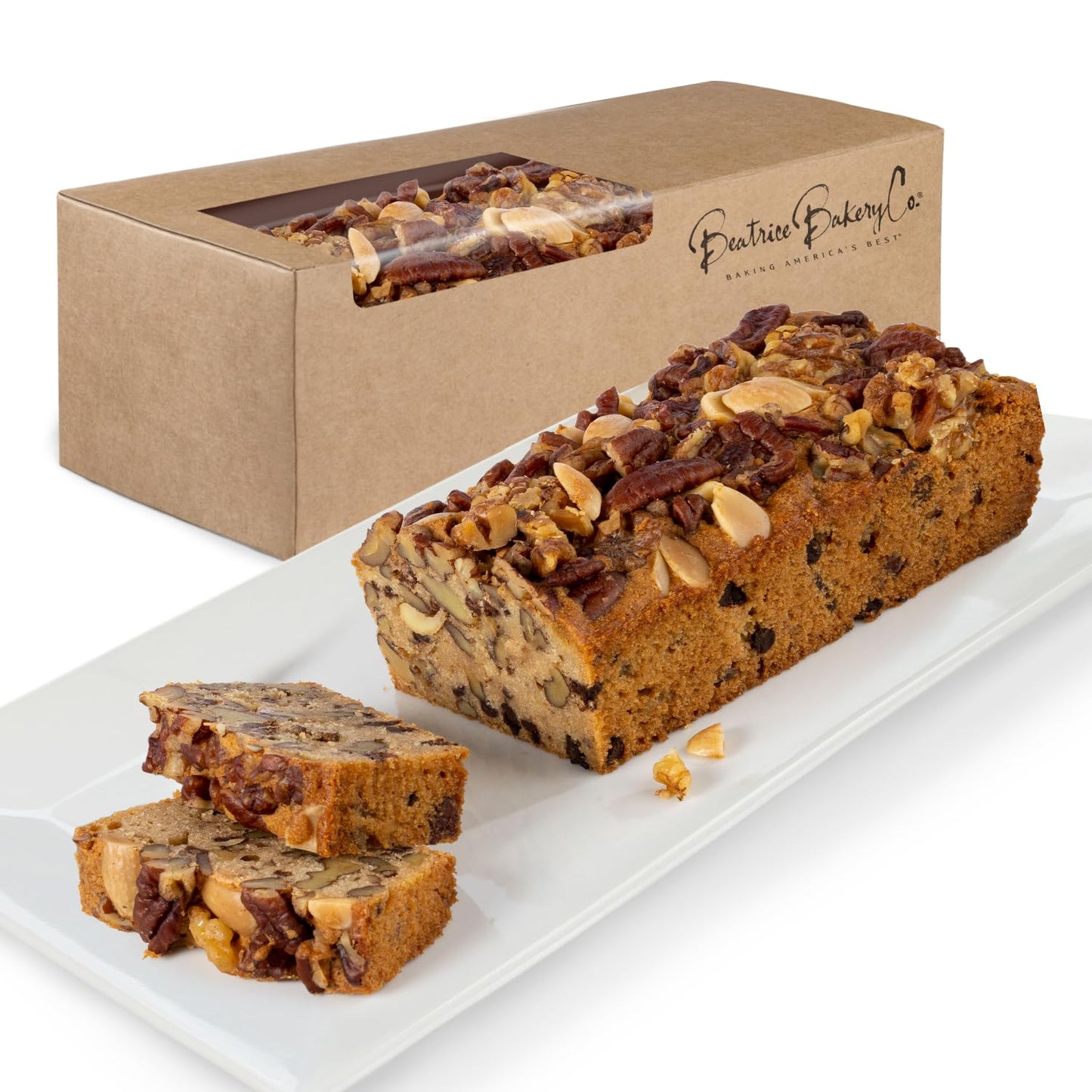 Beatrice Bakery Co Turtle Nut Breakfast Bread  GrandmaS Freshly Made Top-Grade Gourmet Cake With Peacans  Walnuts  Almond And Chocolate  Serves 6-10 (16 Oz)