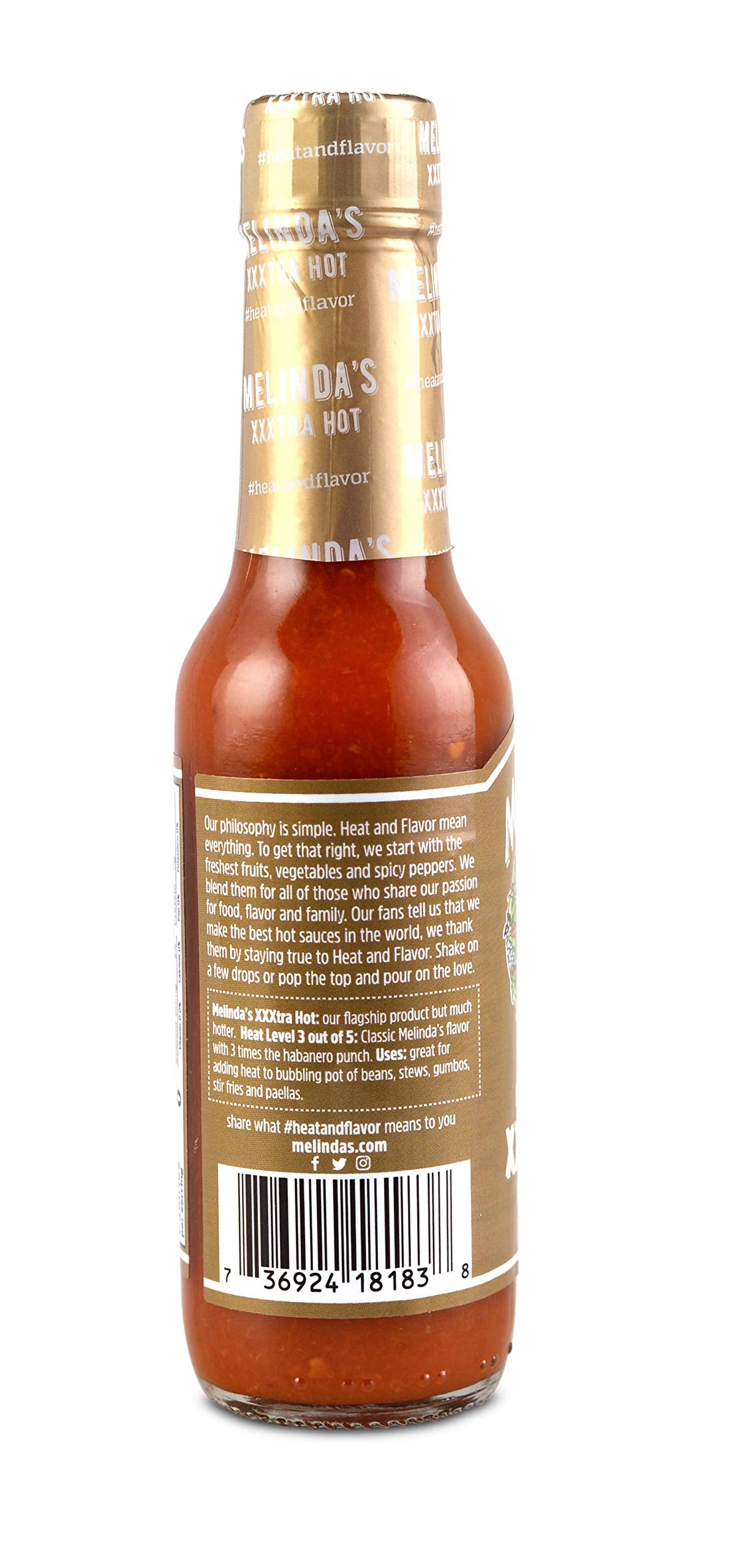 Melindas Habanero Hot Sauce - Gourmet Spicy Sauce - Keto, Kosher, Vegan, Gluten Free - 5 Fl Oz (Pack of 4)