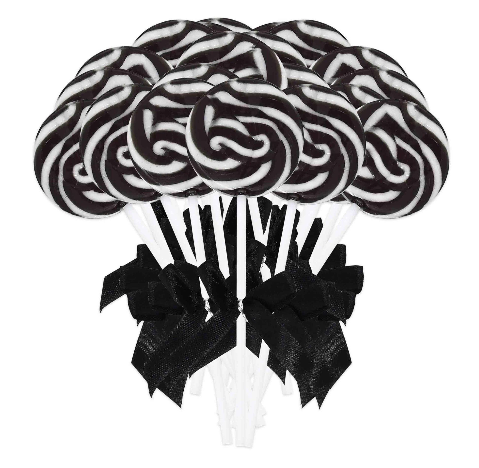 Gift Boutique 24 Black And White Swirl Lollipops – Halloween Candy Suckers For Party Favors, Trick Or Treat, Dessert Table And Holiday Events