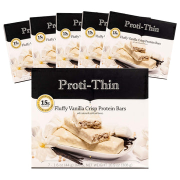 Proti-Thin Protein Bars, 15g Protein, Low Calorie, KETO Friendly, 7 Count (Pack of 6)