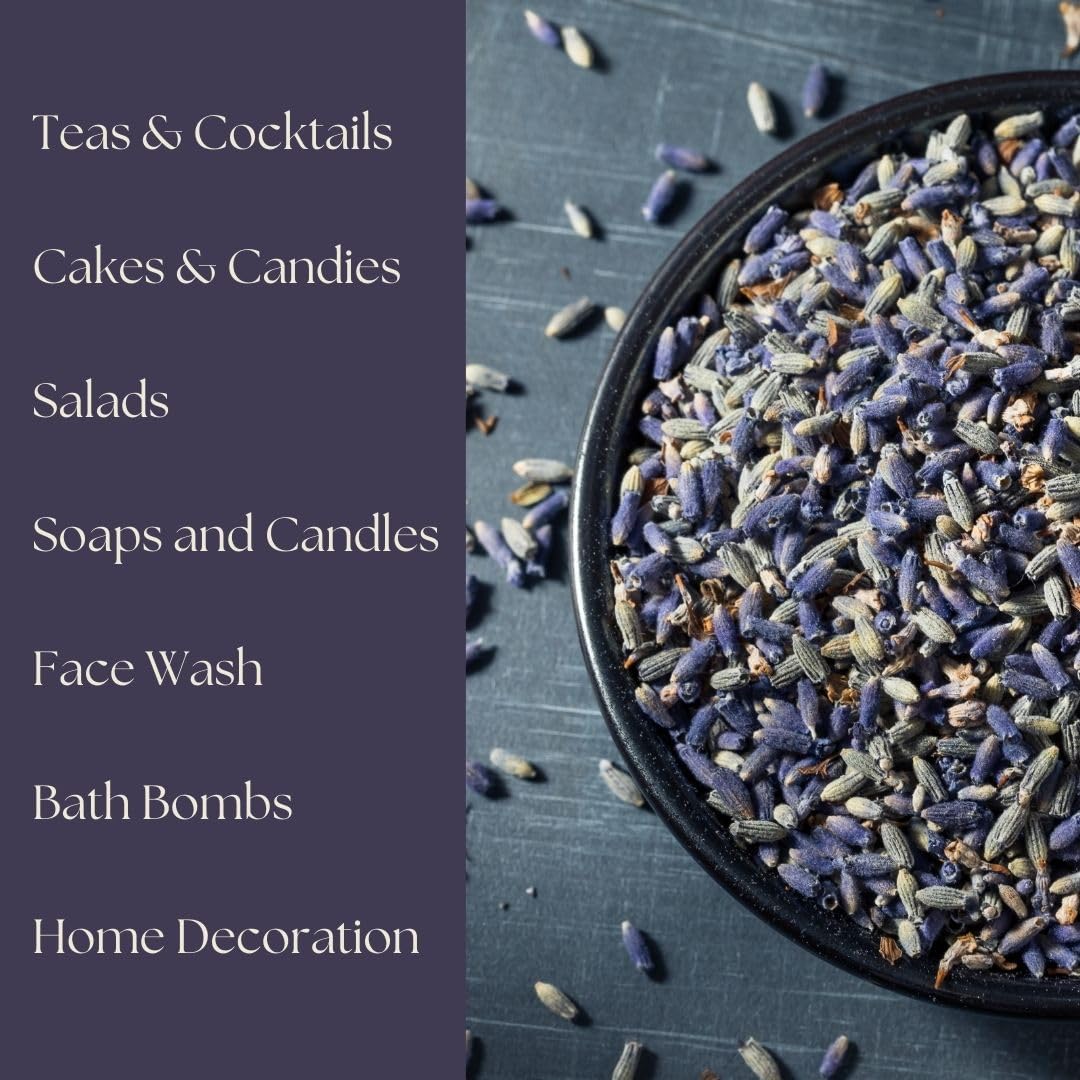 EAT WELL PREMIUM FOODS Dried Lavender Flowers, 16 oz Bulk Size, Edible Culinary Lavender for Baking, Cooking, and Home Fragrance