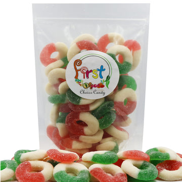 Firstchoicecandy Gummi Rings (Christmas Mix, Red Green White, 4.5 Pound)