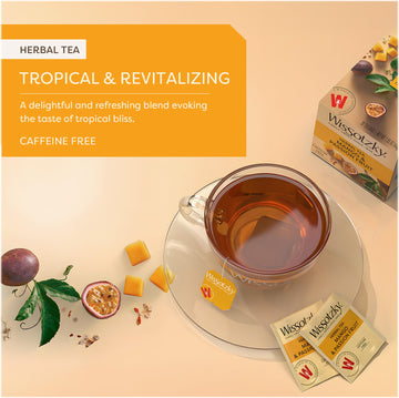 Wissotzky Mango & Passion Fruit Tea (20 Tea Bags) Caffine Free, Made With Premium Fruit & Herbal Tea Leaves