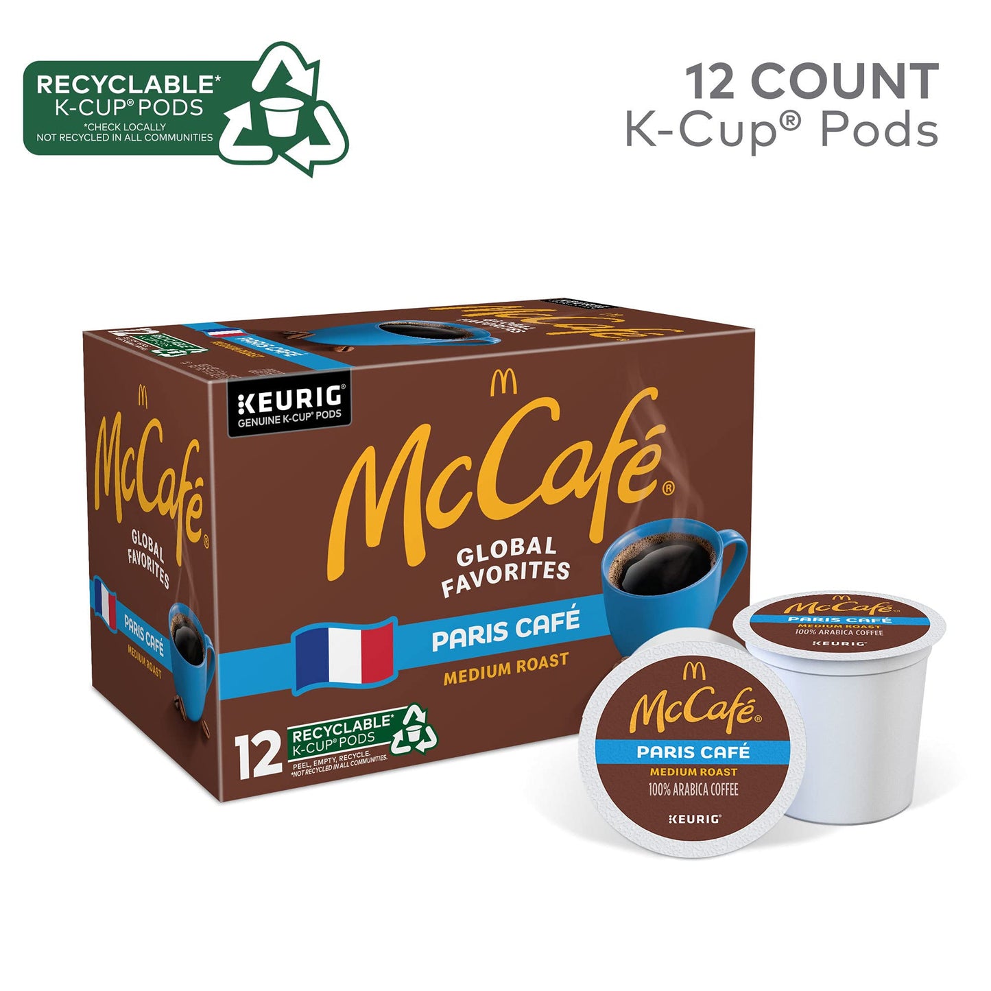 McCafe Paris Caf?  Single Serve Coffee Keurig K-Cup Pods  Medium Roast Coffee  12 Count