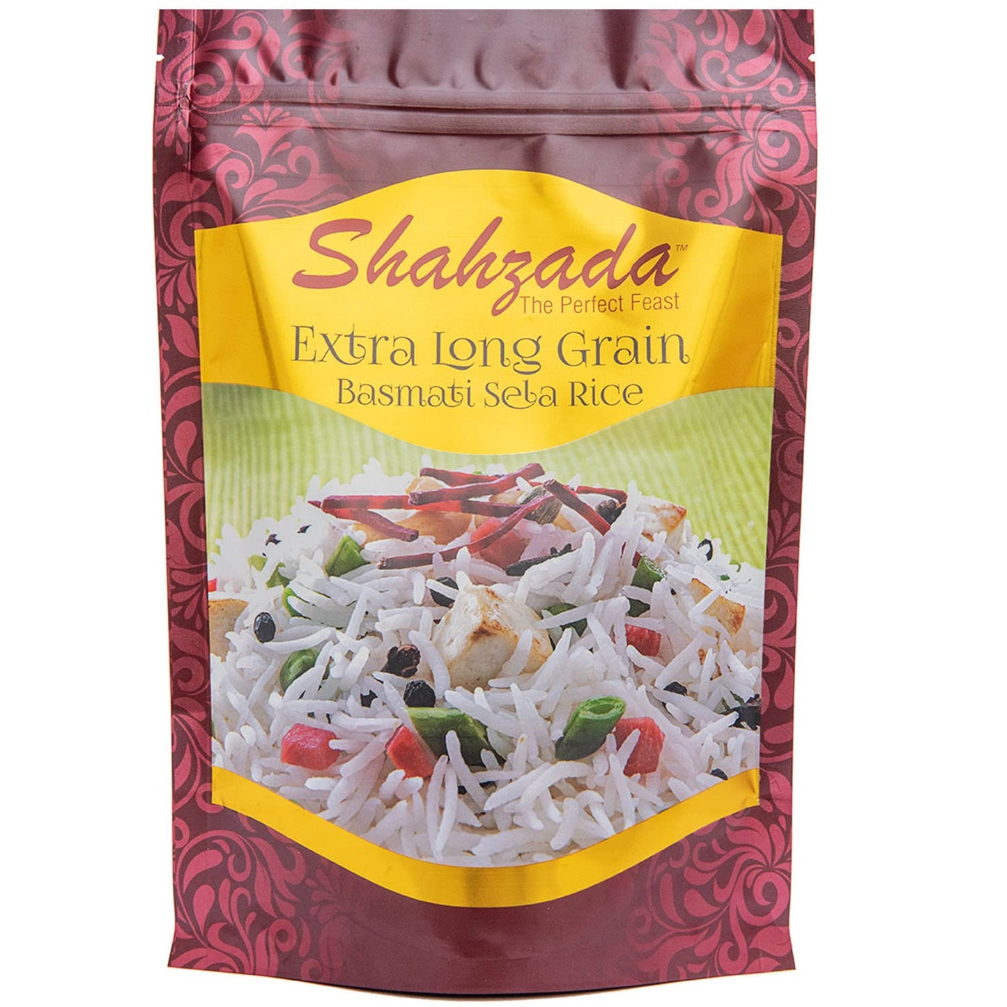 Shahzada Basmati Sela Rice, Extra Long Grain, 2 lbs, Non-GMO, Vegan, Gluten Free, Resealable Zip-Lock Bag, White