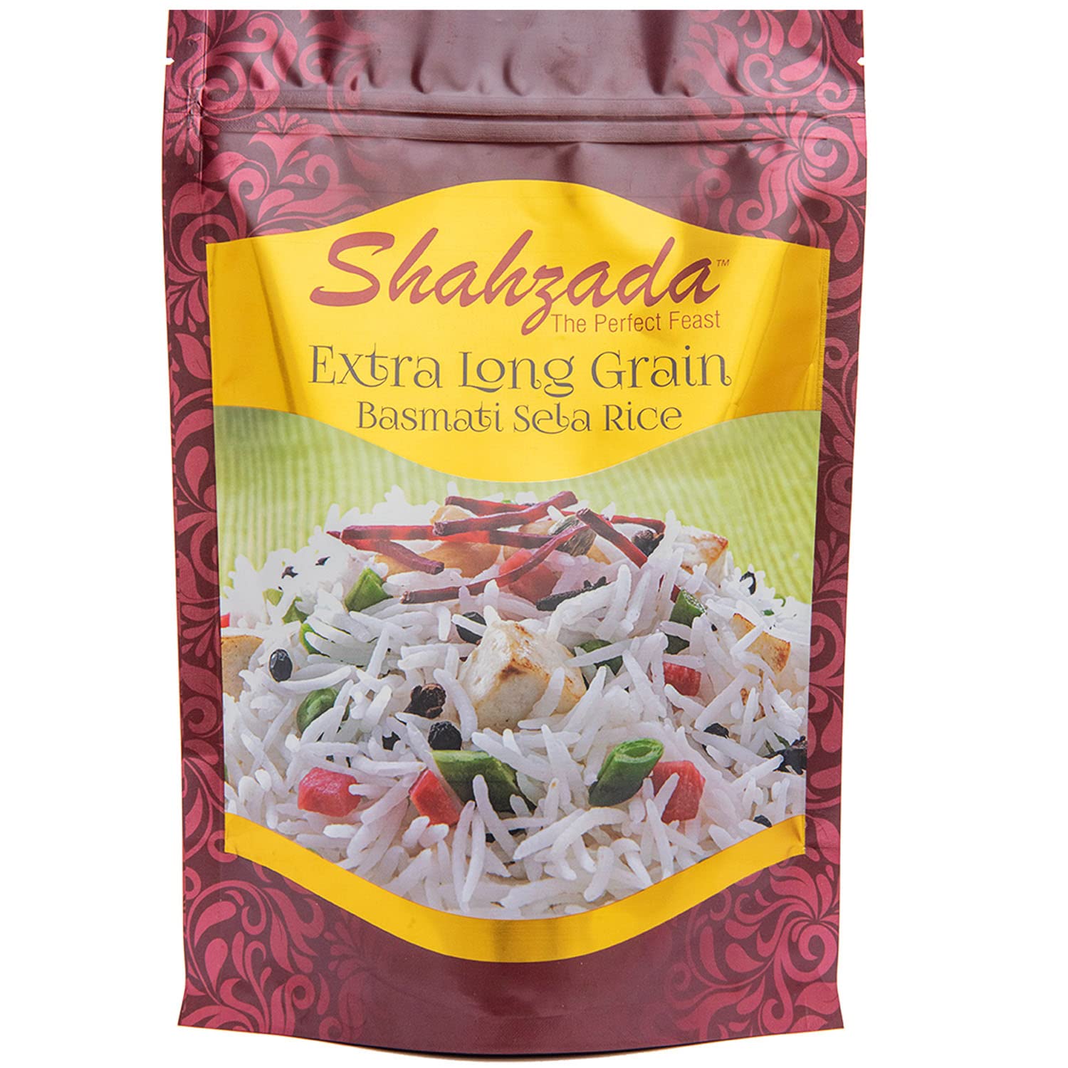Shahzada Basmati Sela Rice, Extra Long Grain, 2 lbs, Non-GMO, Vegan, Gluten Free, Resealable Zip-Lock Bag, White