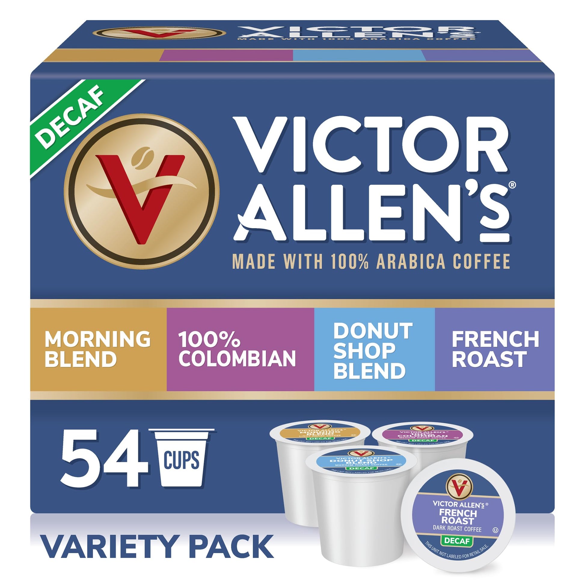 Victor Allens Coffee Decaf Variety Pack  Light-Medium Roasts  54 Count  Single Serve Coffee Pods for Keurig K-Cup malt-inspired