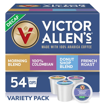 Victor Allens Coffee Decaf Variety Pack  Light-Medium Roasts  54 Count  Single Serve Coffee Pods for Keurig K-Cup malt-inspired