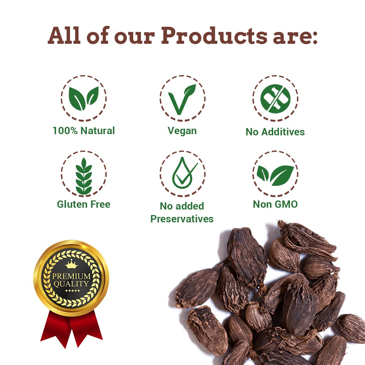 Spice Magic Herbs & Spices ~ 100% Pure, Aromatic & Natural I Gluten-Free I Non-Gmo I Indian Origin (3.5Oz (100G), Black Cardamom