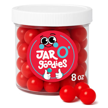Jar O Goodies - Holiday Treats, Christmas Stocking Stuffers, Cherry Sours Red Candy Balls Gift Set, Original Chewy Candies (8 O