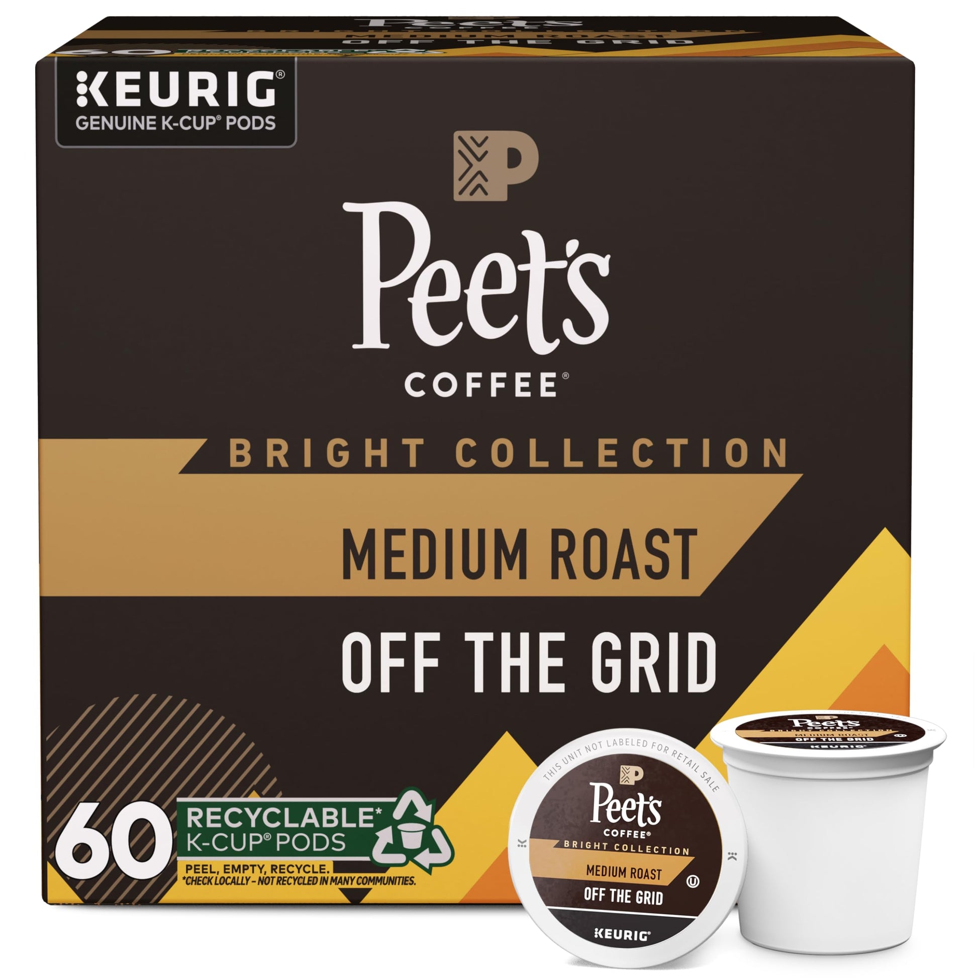 Peet'S Coffee, Medium Roast K-Cup Coffee Pods For Keurig Coffee Machines - Off The Grid, 60 Count (6 Boxes Of 10 K-Cup Pods)