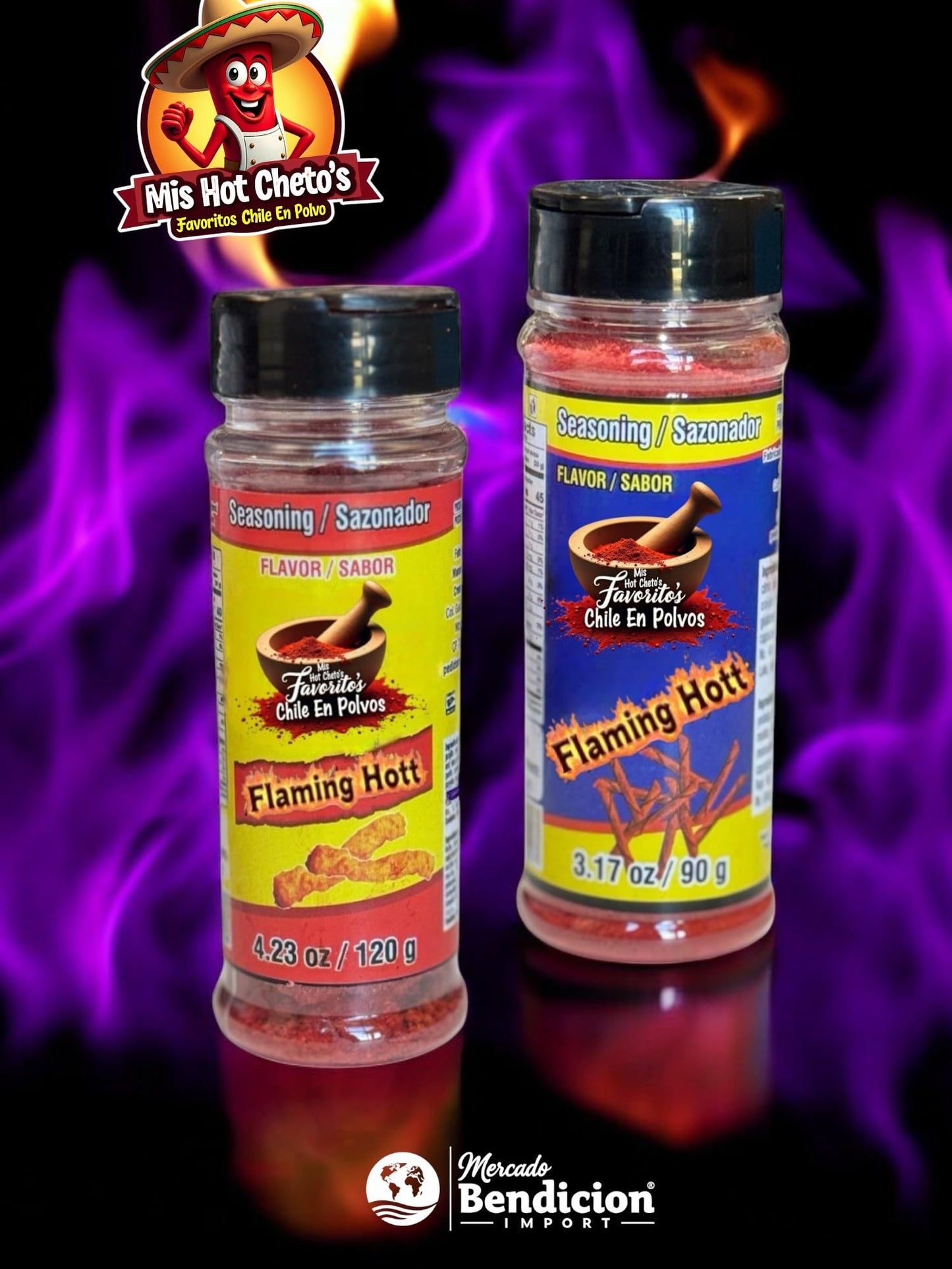 Flaming Hot Flavored Chili Powder (2 Pack Flaming Hott Flavor And Taki Flavor)