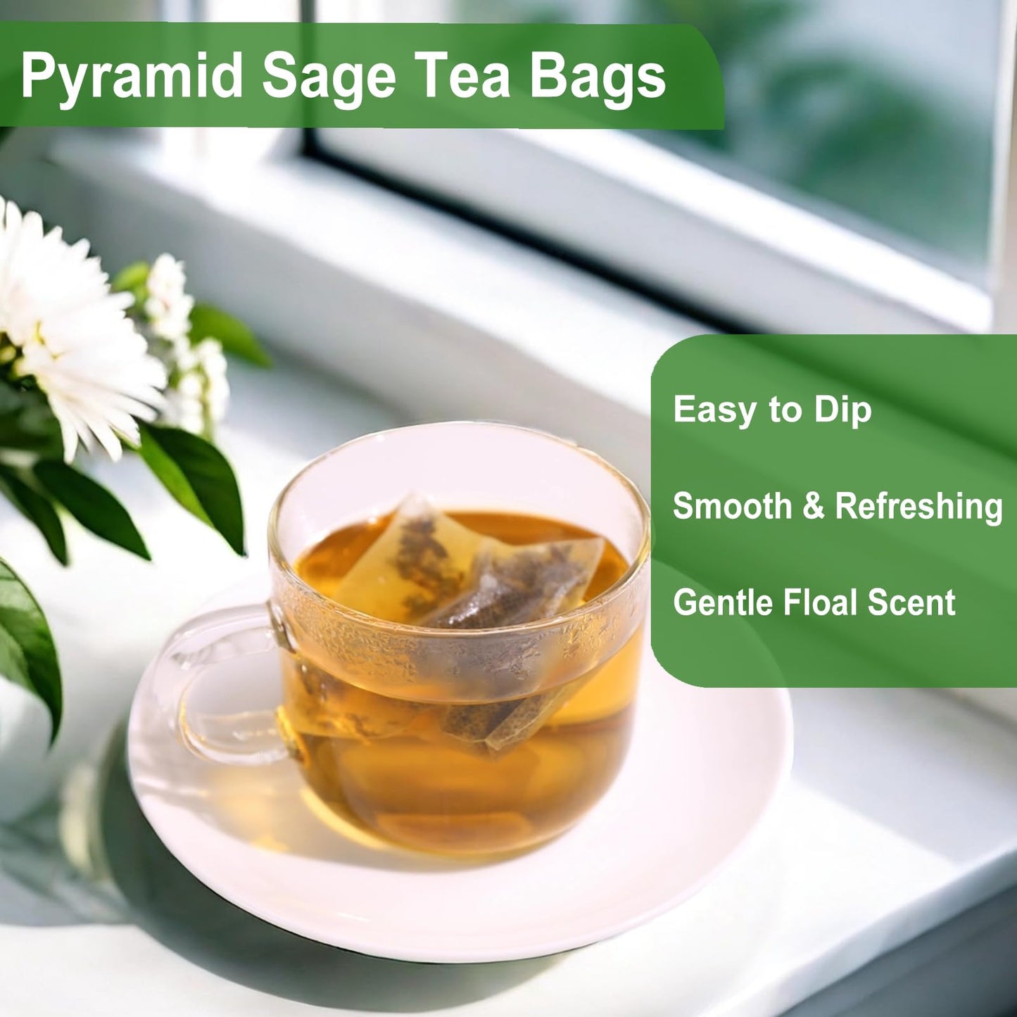 Jarteela Sage Tea Bags - Natural Salvia Officinalis - Caffeine-free Herbal Tea - 54 Count