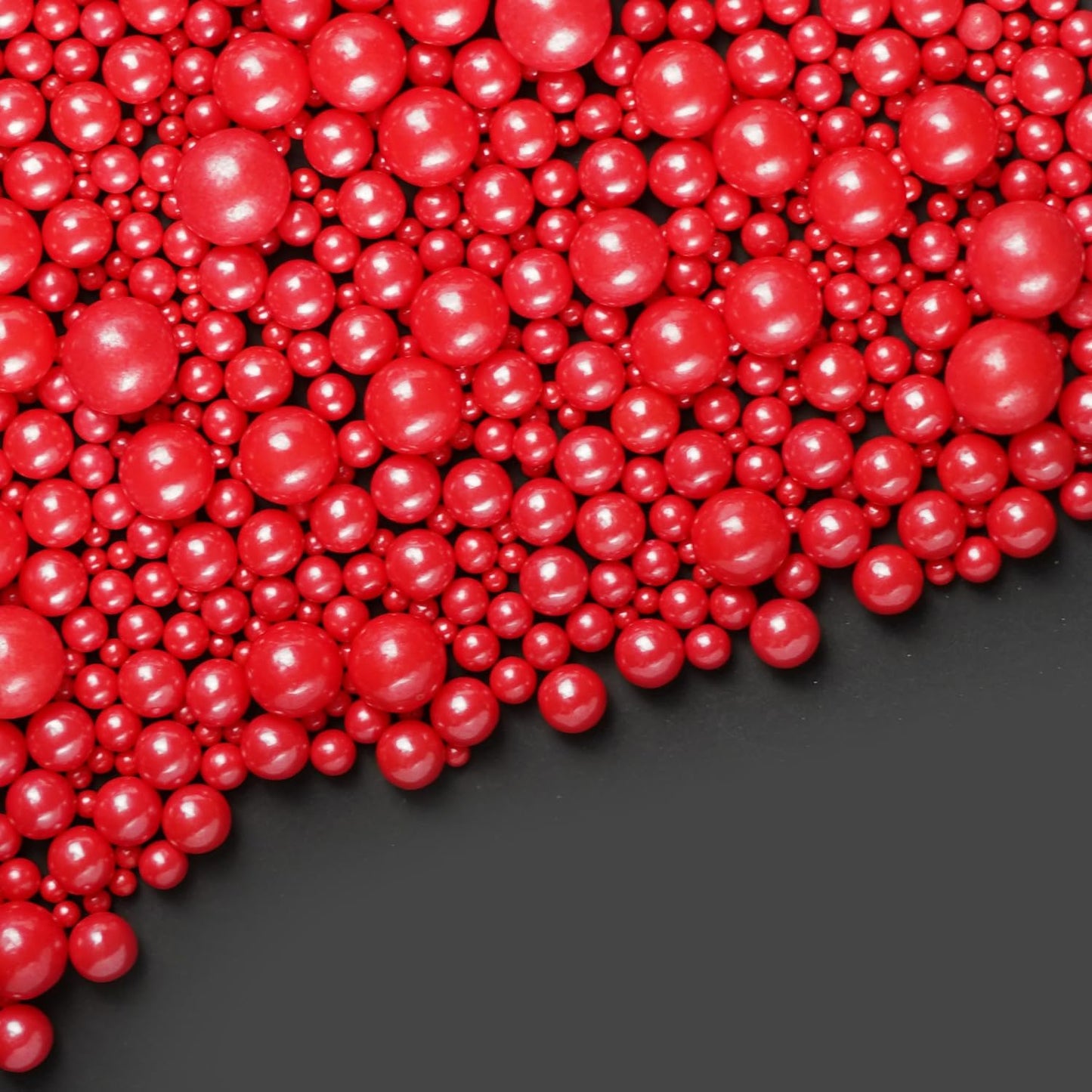 Dazzjoy Edible Christmas Red Pearl Sugar Sprinkles, Mix Size, 4.58Oz, Red Sprinkles For Cupcake Decorating, Baking Cake Decorati