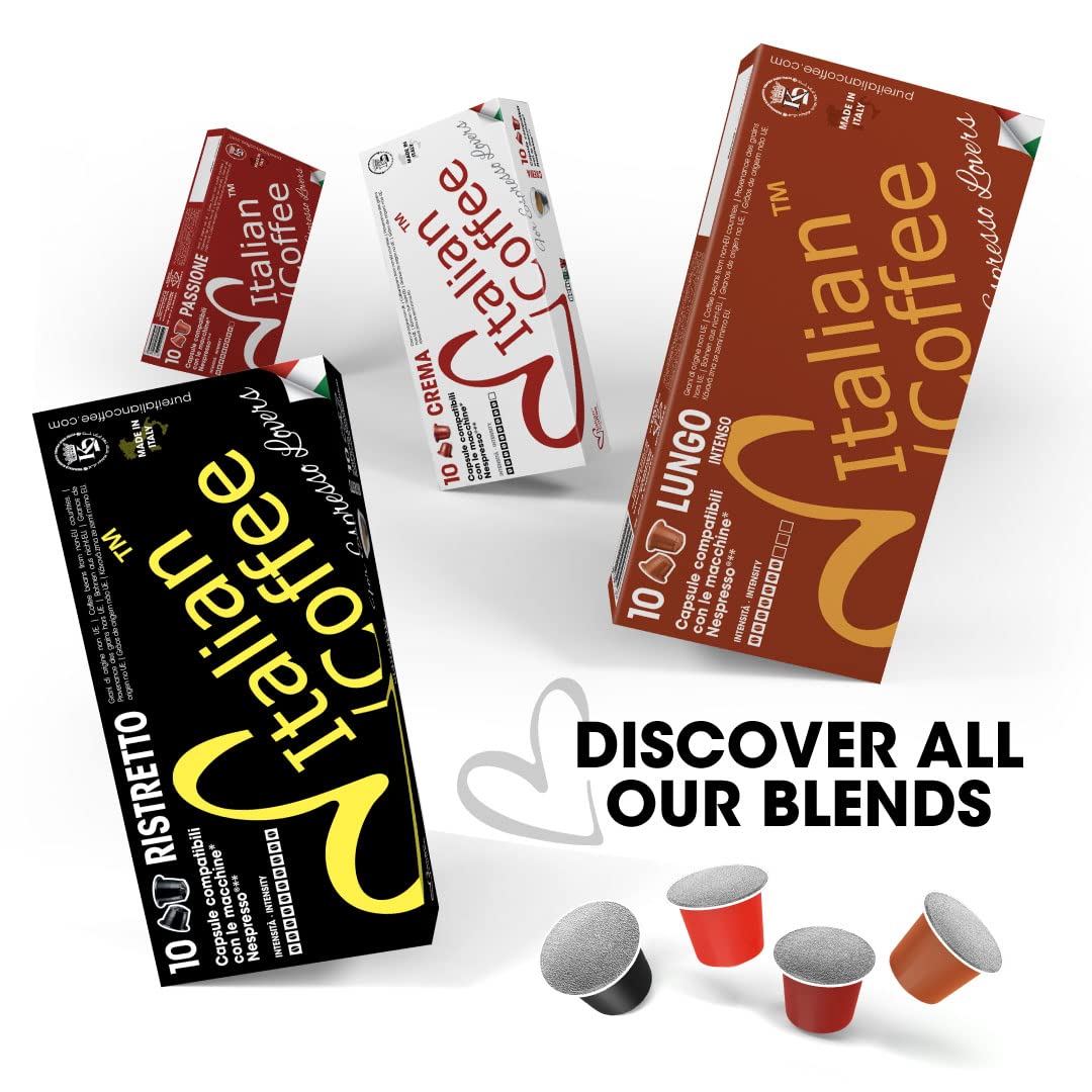 DELICITALY Italian Coffee Pods, 100 Decaffeinated Espresso compact pieces, Compatible with Nespresso Original Machines, 1 Count