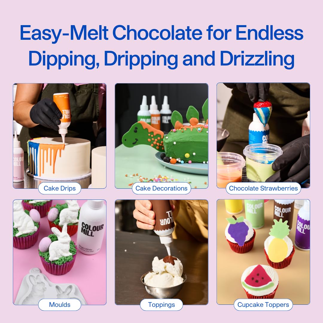 Colour Mill Chocolate Drip Easy-Melt Drizzle For Desserts, 125 Grams Baby Blue