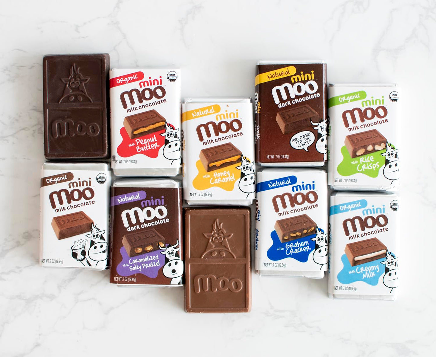 Moo Chocolates All Natural Solid Dark Chocolate Mini Bars 0.7 Oz, 28 Ct (Pack Of 2) | 100 Calorie Snacks For On-The-Go, Lunchbox