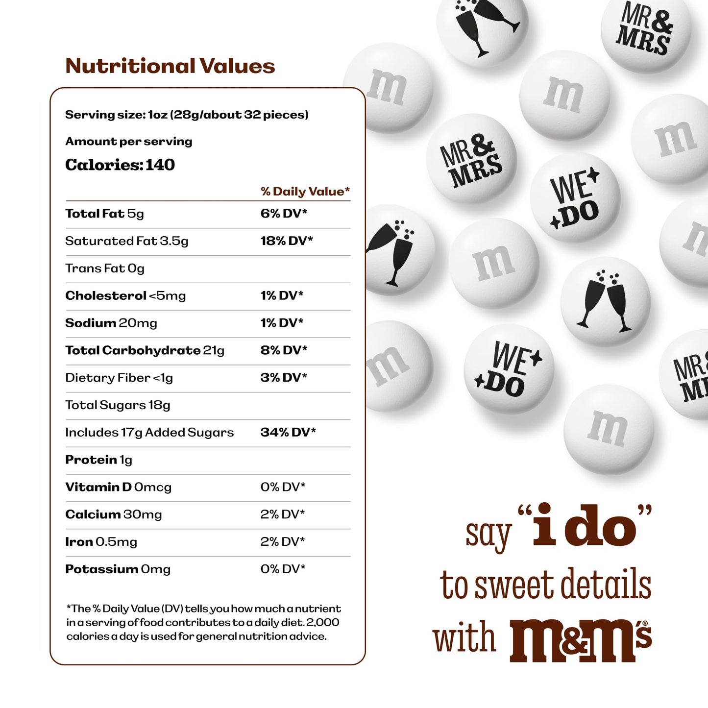 M&MS WORLD Mr. and Mrs.  Milk Chocolate Candy - 2 lbs of Bulk Chocolate Candy for Wedding Decorations  Wedding Favors  and More