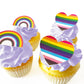 Sugar Robot Pride Decorations For Cake Decorating - Rainbow Cake Toppers And Hearts Cupcake Toppers - Made In The Usa - Premium