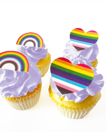 Sugar Robot Pride Decorations For Cake Decorating - Rainbow Cake Toppers And Hearts Cupcake Toppers - Made In The Usa - Premium