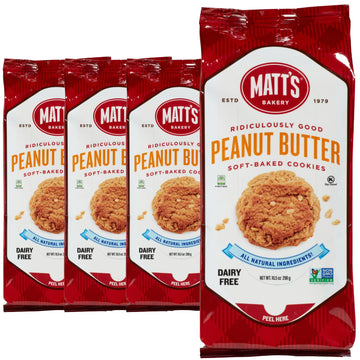 Matt'S Bakery | Peanut Butter Cookies | Soft-Baked, Non-Gmo, All-Natural Ingredients; 4 Bags (10.5Oz Each)