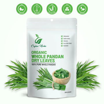 CEYLON HERBS Whole Dried Pandan Leaves - 100% Pure, Organic, Aromatic for Cooking and Baking