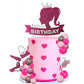 Hot Pink Girl Princess Cake Decorations - Glitter Happy Birthday Cake Topper With 20 Balls For Cake Decorating & 12 Girls Cupcak