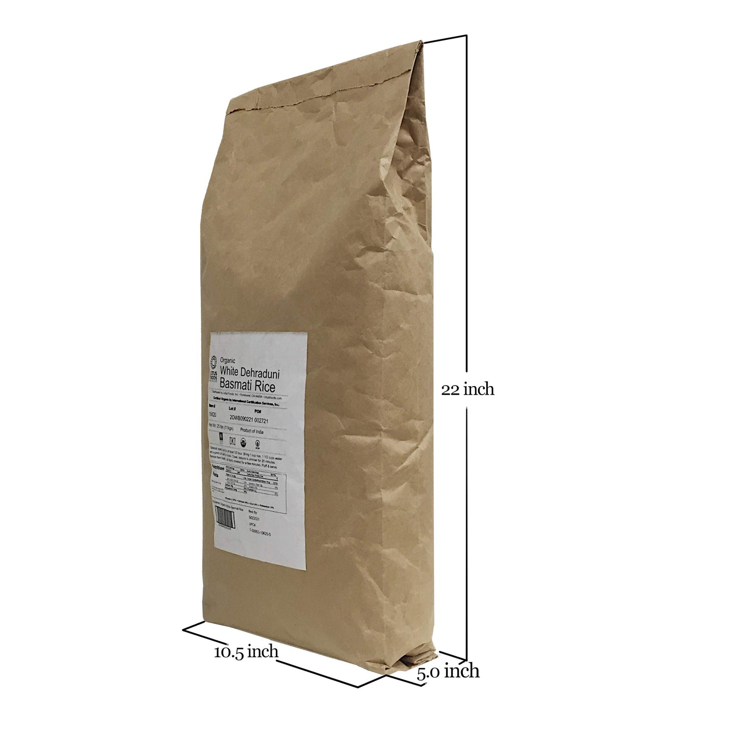 Lotus Foods Gourmet Organic White Basmati Rice, 25 Pound