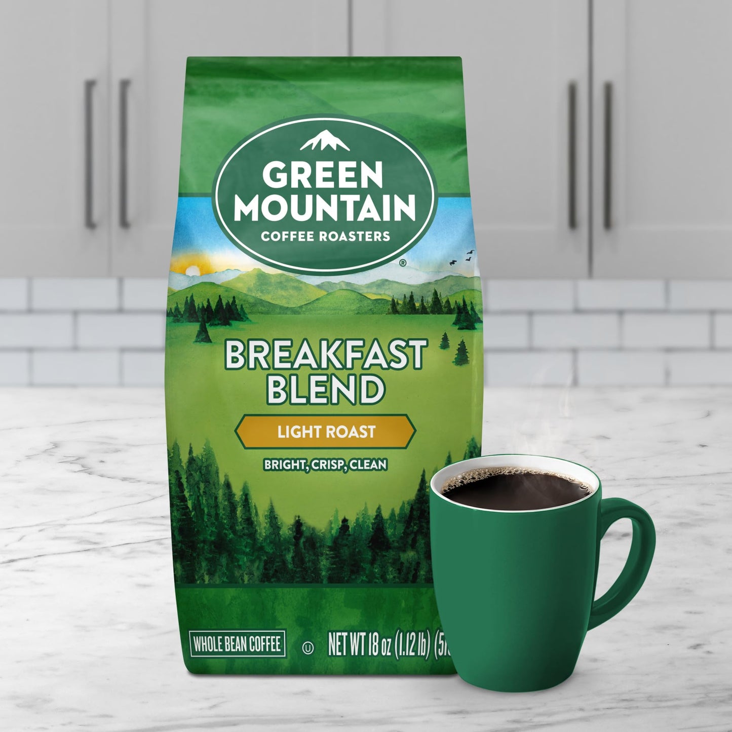 Green Mountain Coffee Roasters Breakfast Blend, Whole Bean Coffee, Bagged 18 Oz