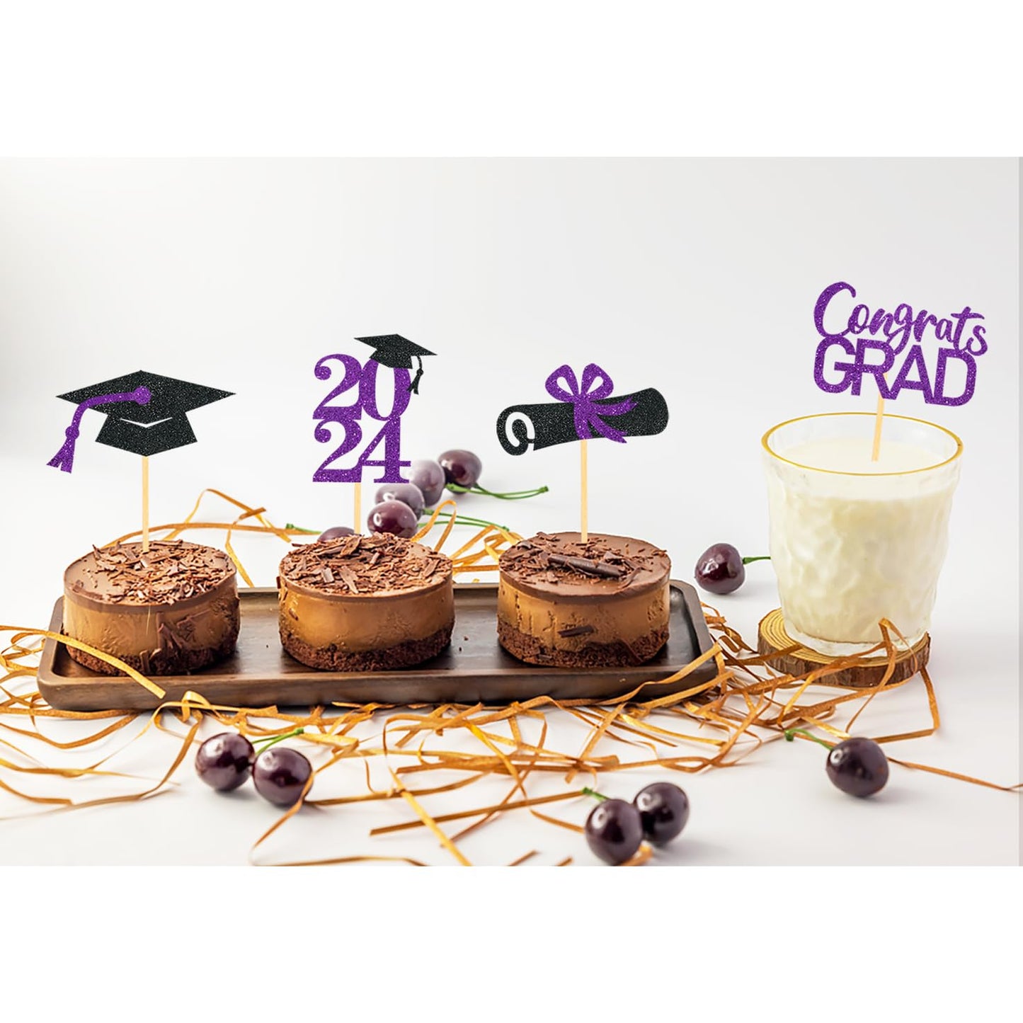 24Pcs Graduation Cupcake Toppers, Graduation Cupcake Picks For Cupcake Food Decorations - Class Of 2024 Graduation Cupcake Toppe