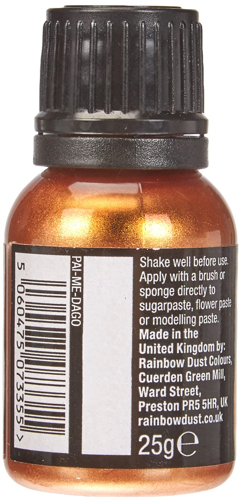 Rainbow Dust Edible Food Paint, Metallic Dark Gold, 0.88 oz, for Cake and Icing Decoration, Model 552760