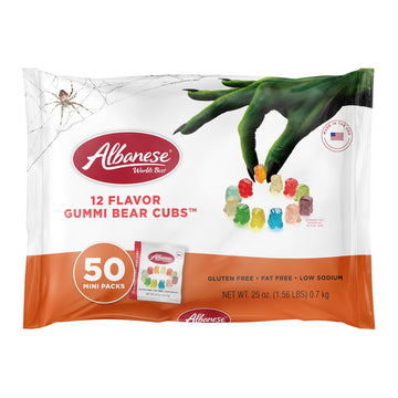 Albanese World'S Best, Halloween 12 Flavor Gummi Bear Cubs, 50-0.5Oz Trick Or Treat Bags Of Halloween Candy