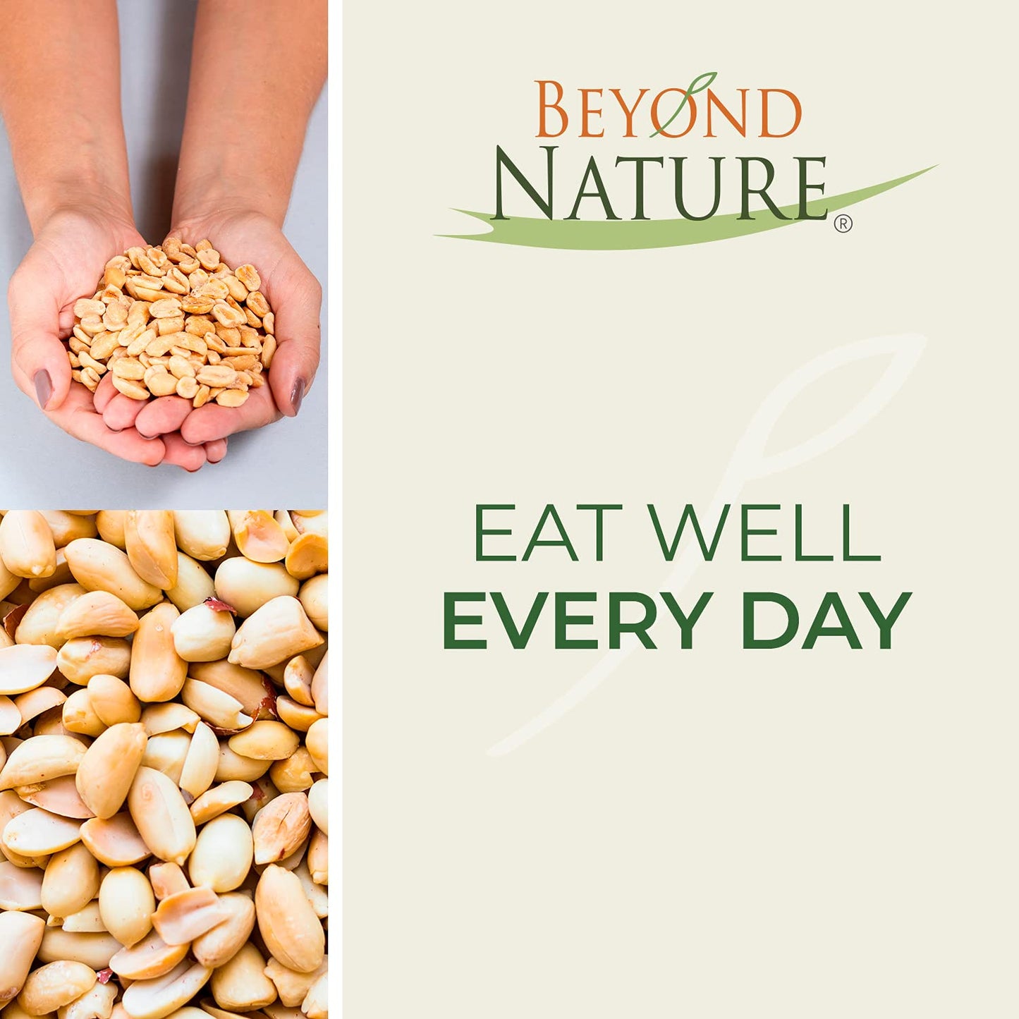 Beyond Nature Dry Roasted Peanuts - Unsalted 2 Pound (32 oz) Vacuum Sealed Non GMO, No Oil & No Salt, Low Carb, Keto Friendly &