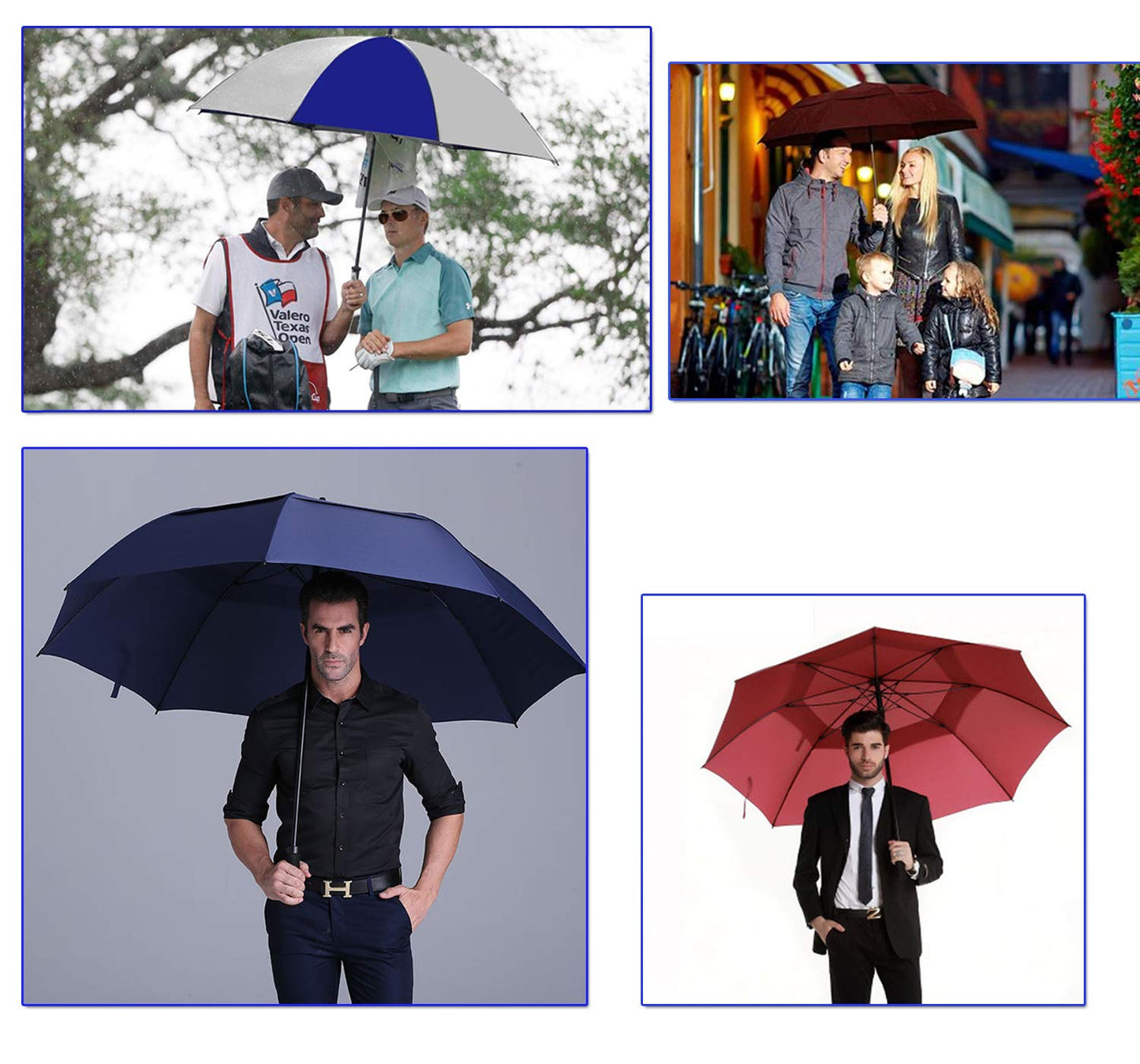 Baraida Golf Umbrella Large 62/68/72 Inch, Extra Large Oversize Double Canopy Vented Windproof Waterproof Umbrella, Automatic Open Golf Umbrella For Men And Women And Family.(68 Inch,White/Blue)