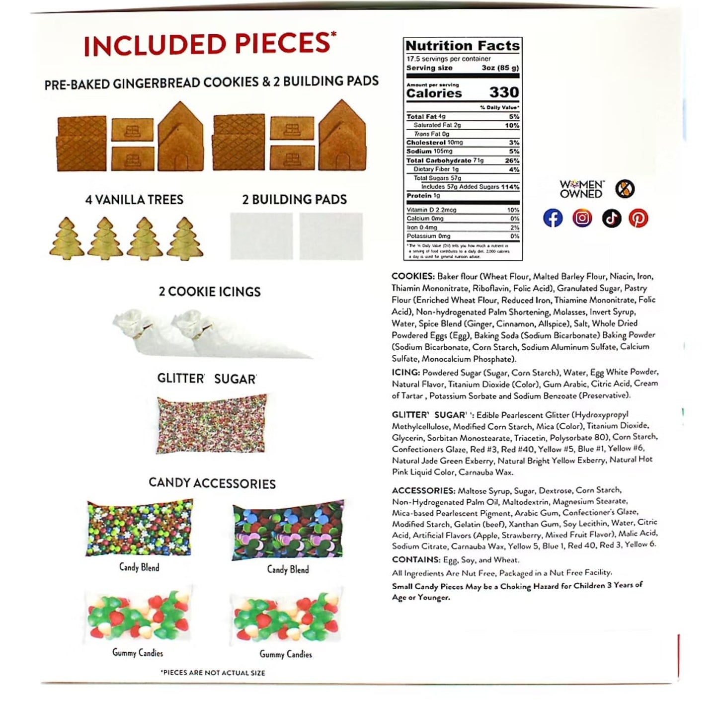 DIY Easy Build Gingerbread House Christmas Cookie Decorating Kit 2-Pack - Ready-to-Build Holiday Houses with Icing & Candy (52.6 Ounce)