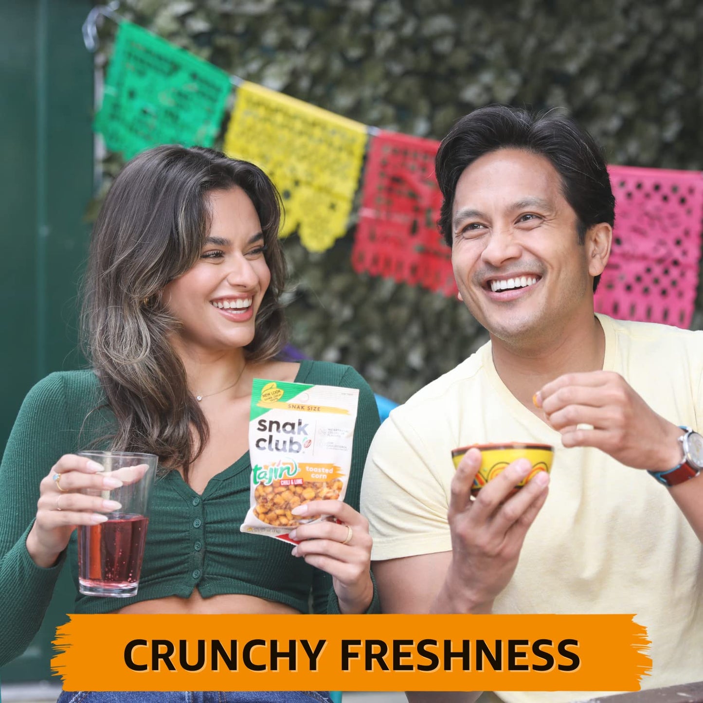 Snak Club Toasted Corn, Tajin Cl  sico Chili & Lime Flavor, Crunchy, Flavorful Low-Cholesterol Individual Snacks, 2.5oz (Pack of
