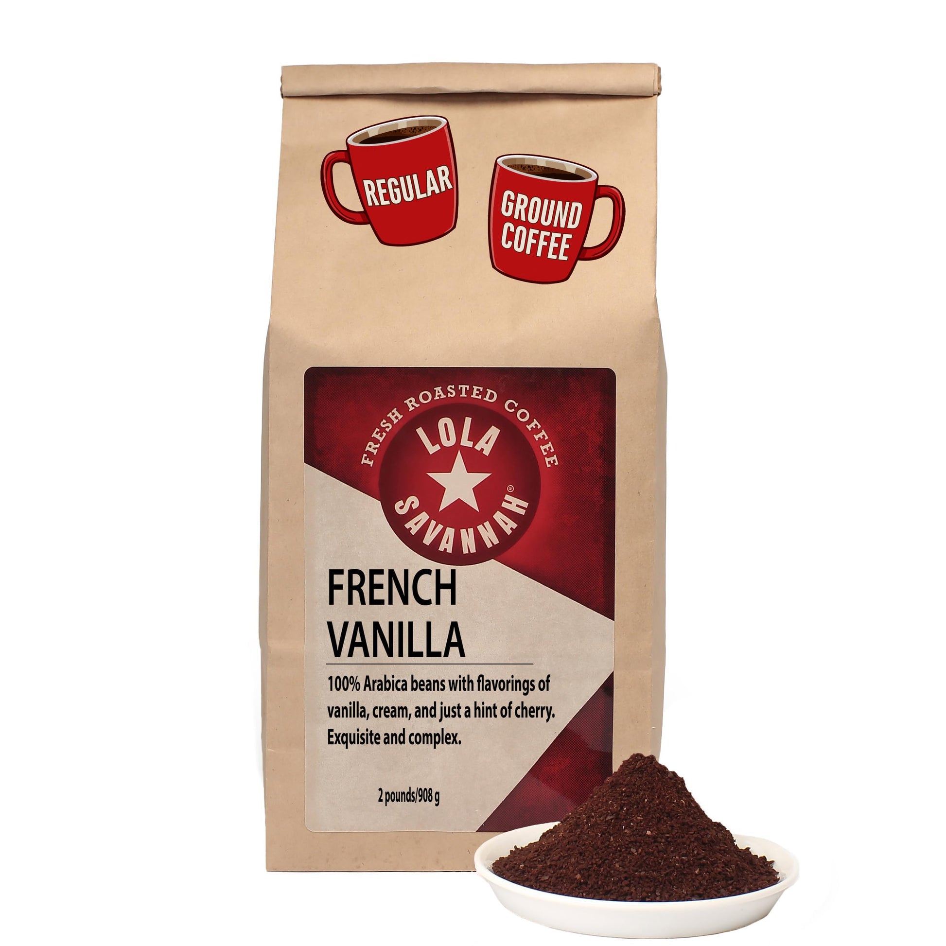 Lola Savannah French Vanilla Ground Caffeinated Coffee, 2lb