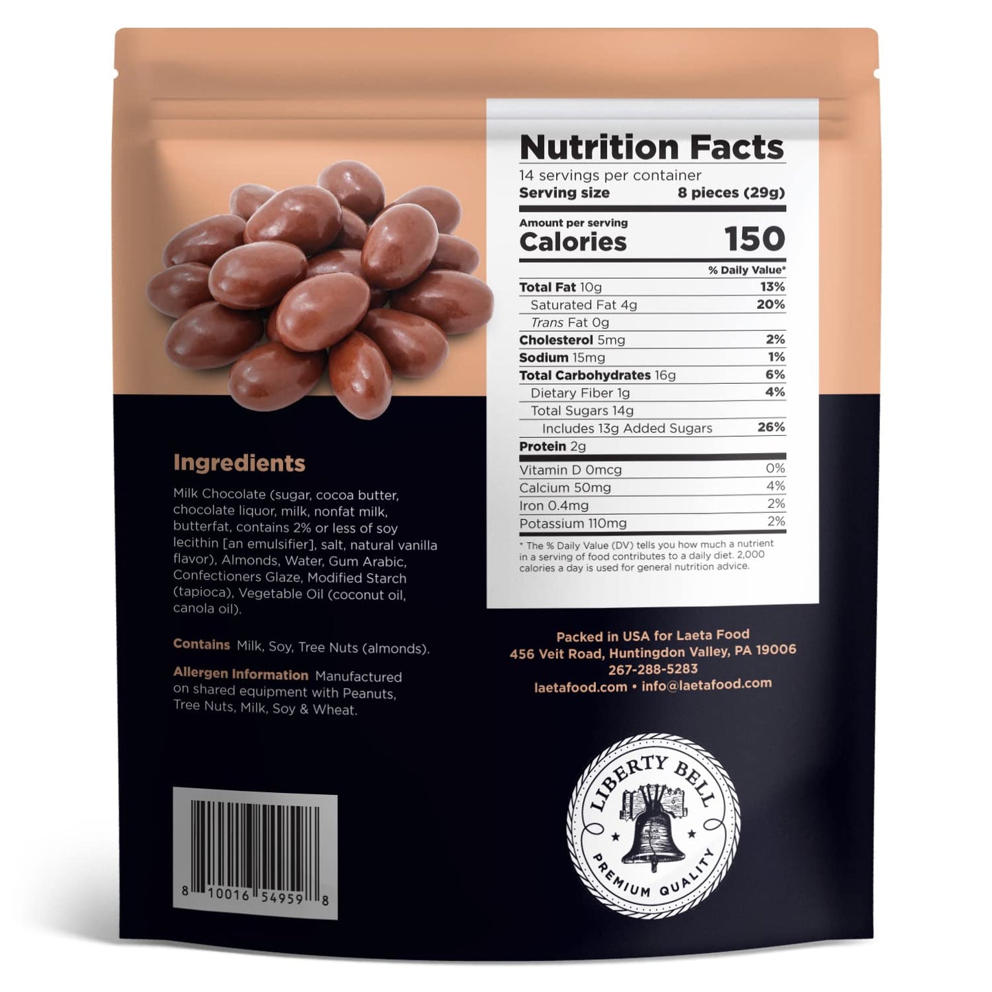 Liberty Bell Milk Chocolate Covered Almonds, 15 Ounce Bag