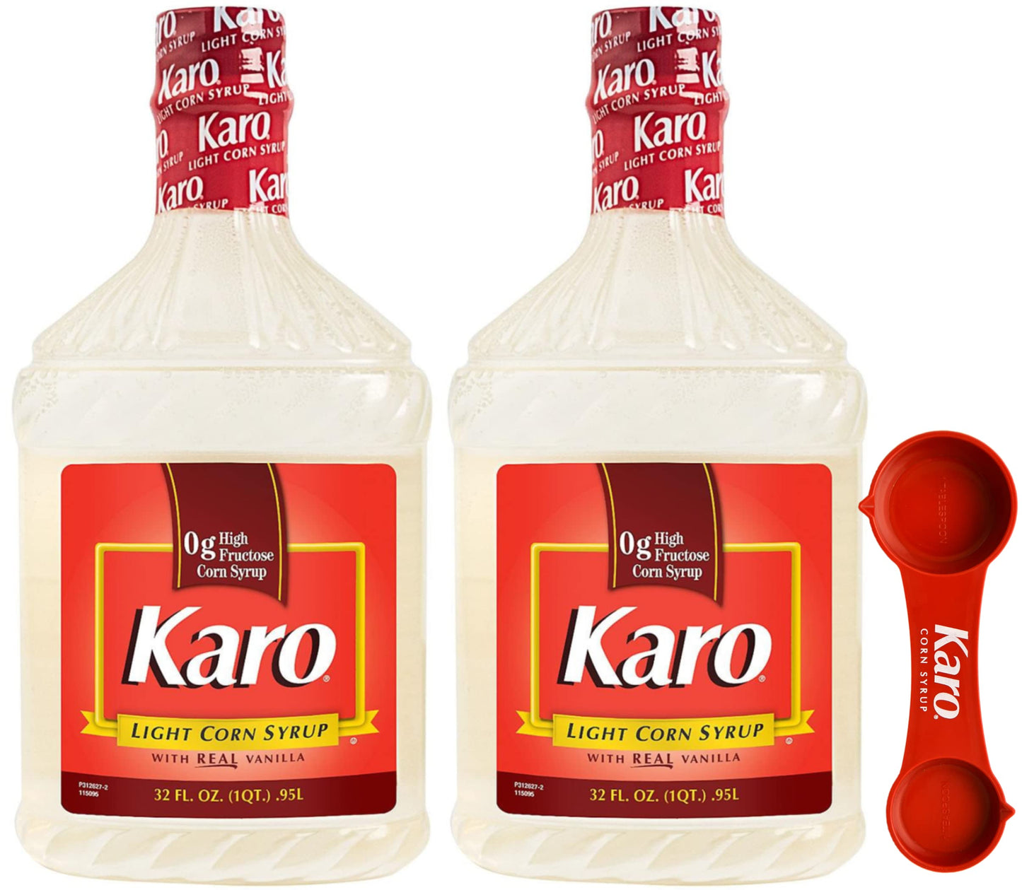 KARO Light Corn Syrup with Real Vanilla, 32 oz Bottle, 3 Piece Set, Includes Measuring Spoon