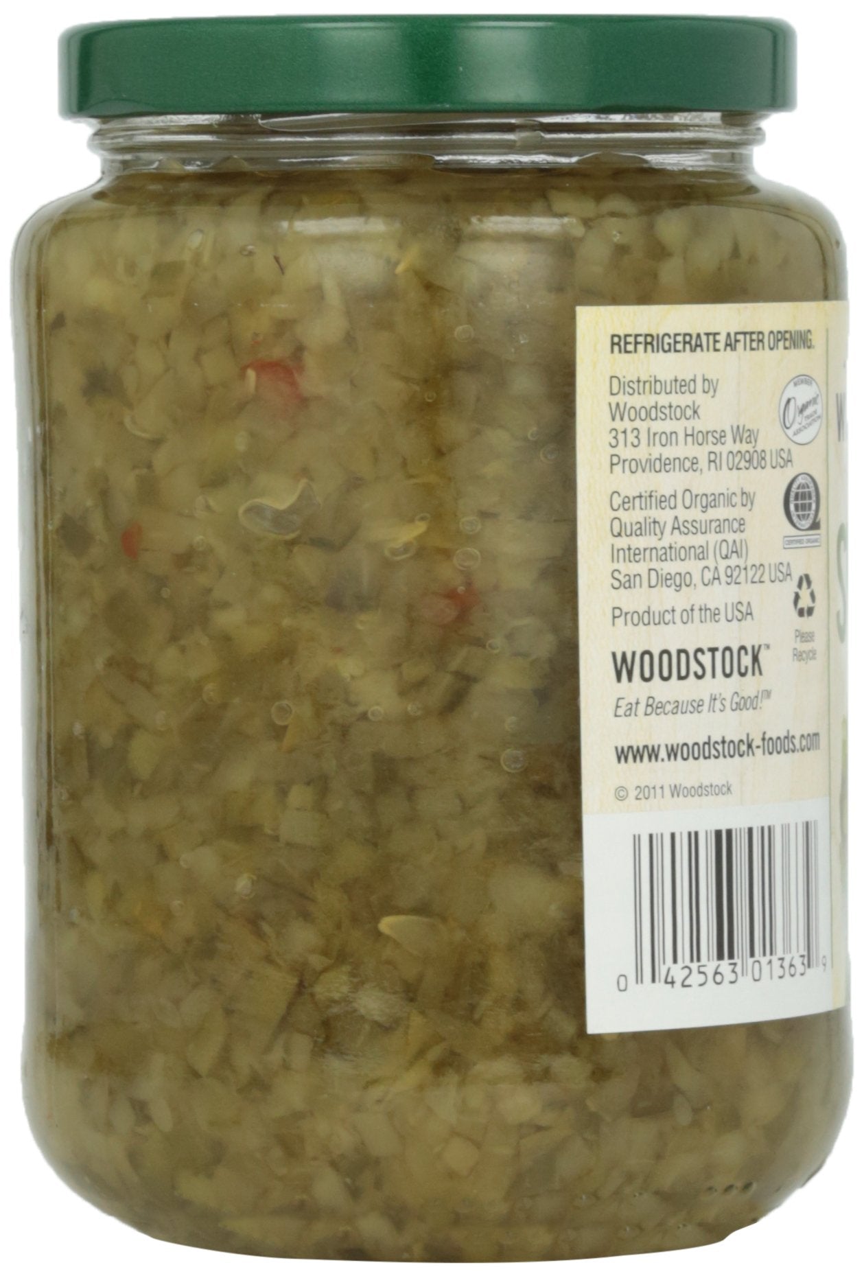 Woodstock, Sweet Relish, At Least 95% Organic, 16 Oz