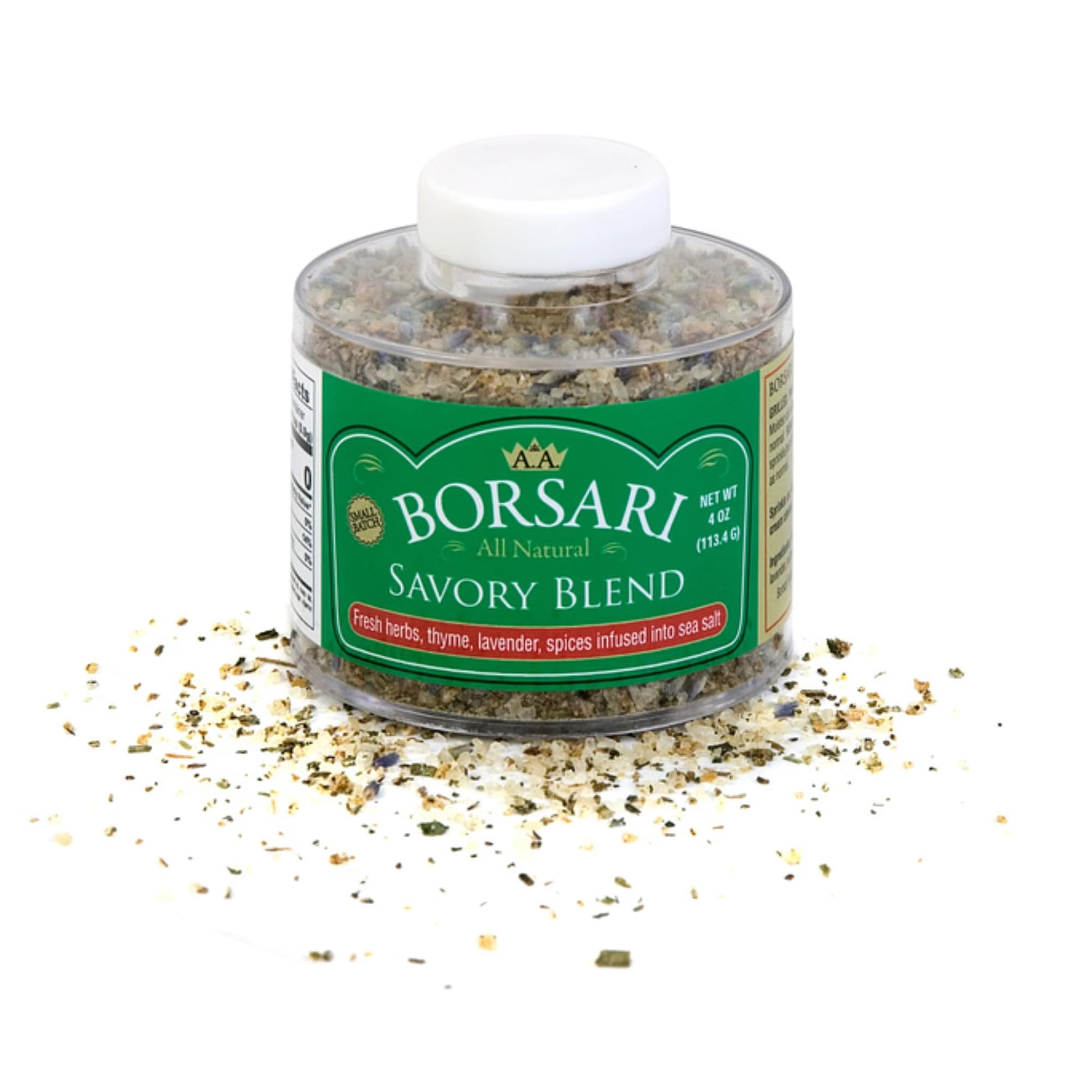 BORSARI Savory Seasoned Salt Blend - Gourmet Sea Salt with Herbs - 4 oz Shaker Bottle - Gluten Free, All Natural, Keto Friendly