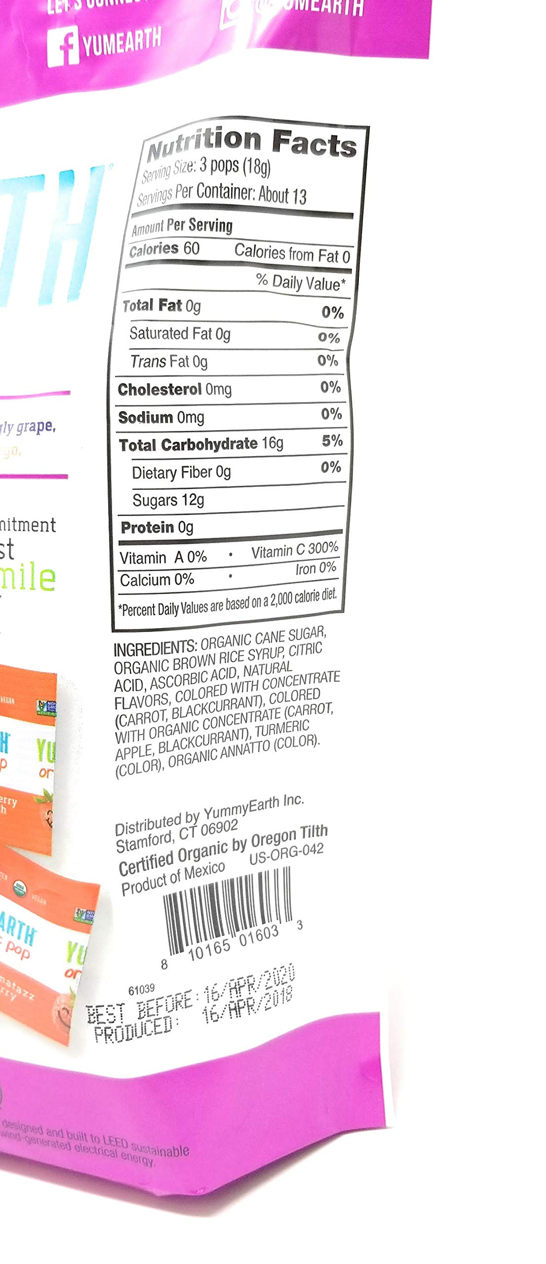 Yummy Earth Lollipop, Og2, Vit C, 40+, 8.5 Oz (2 Pack)