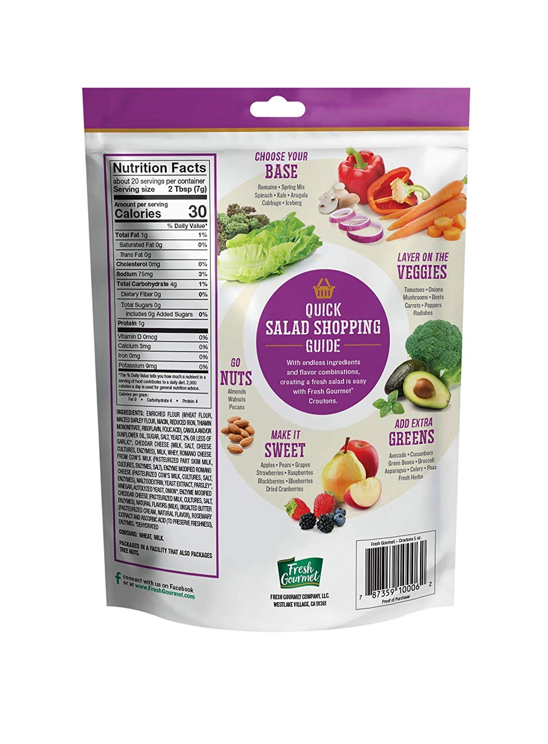Fresh Gourmet Enhanced Croutons | Cheese & Garlic | 5 Ounce, Pack Of 6 | Crunchy Salad Topper