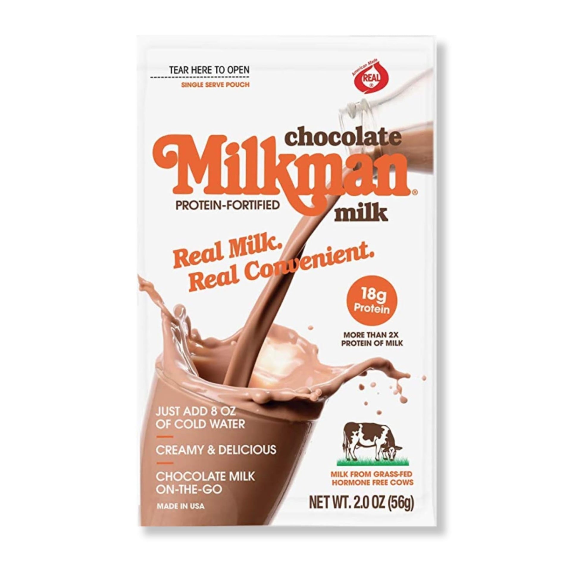 Milkman Chocolate Milk Powder - Dry Milk Powder - Real Milk  Real Convenient With 18G Of Protein - Contains Vitamins A&D  Natural Dry Milk - Shelf Stable  Body Support Free  Kosher  Easy To Store - Made In The Usa - 1 Serving / 8 Oz (26 Pack)