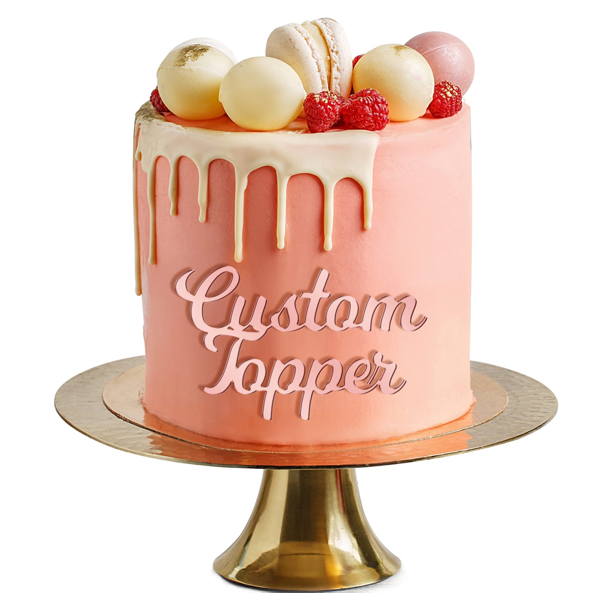 EDSG Personalized Cake Topper, Mirror Acrylic, Rose Gold, Custom Text for Birthday, Wedding, Baby Shower, Graduation