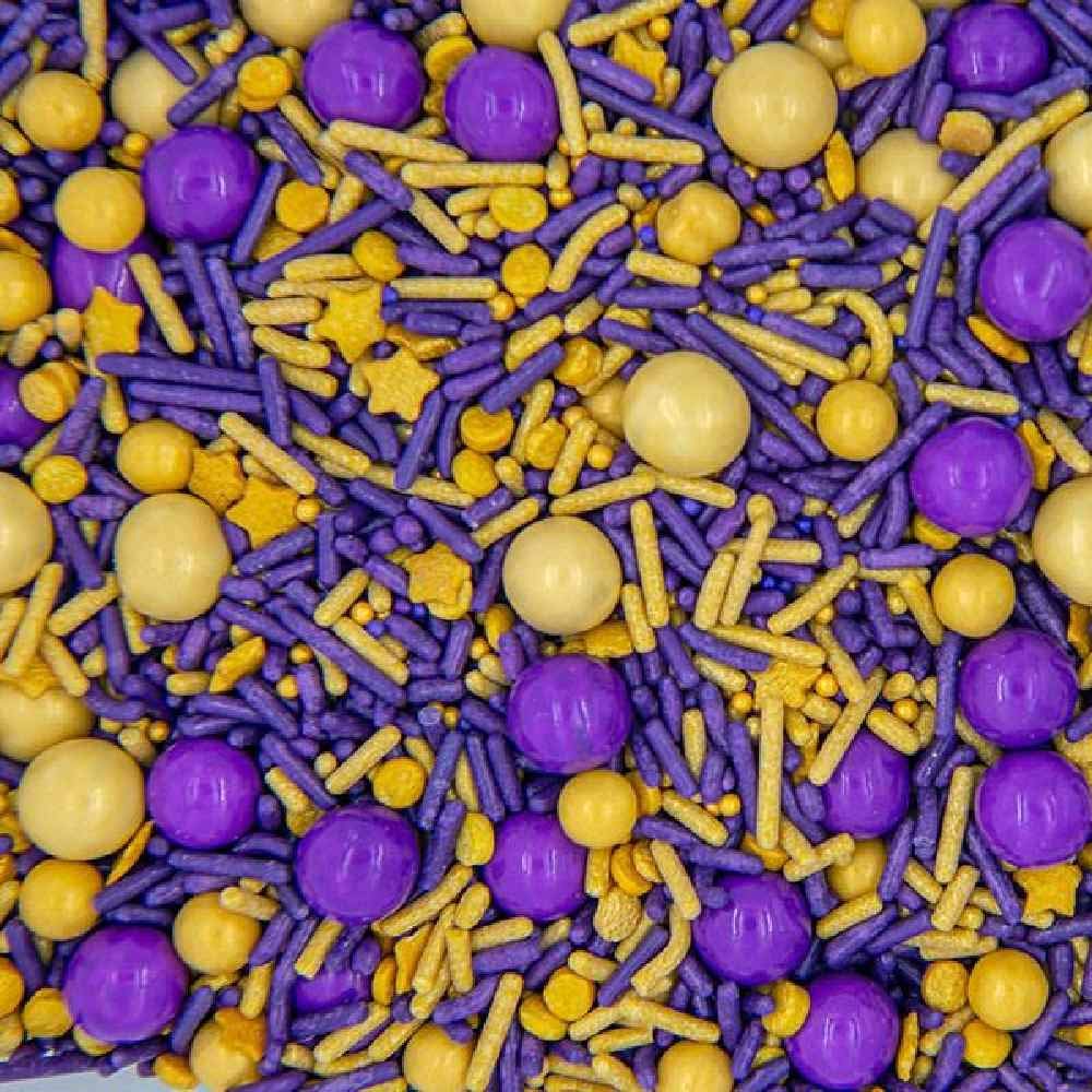 Sweets &   Boutique Lakers Purple and Gold Sprinkles - 4 Ounce Pack, Ideal for Cake and Cookie Decorating