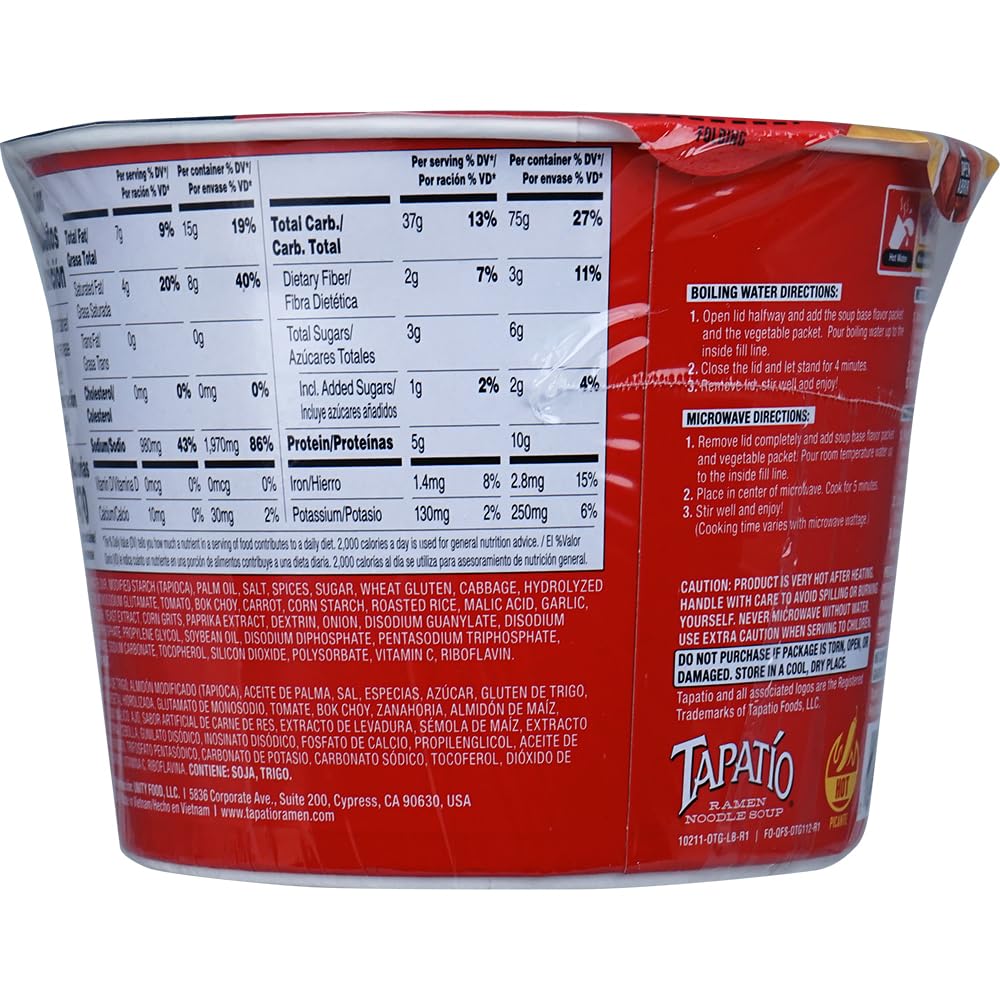 Tapatio Ramen Noodle Soup Big Bowl 105G, Original (Bulk Case Of 6)