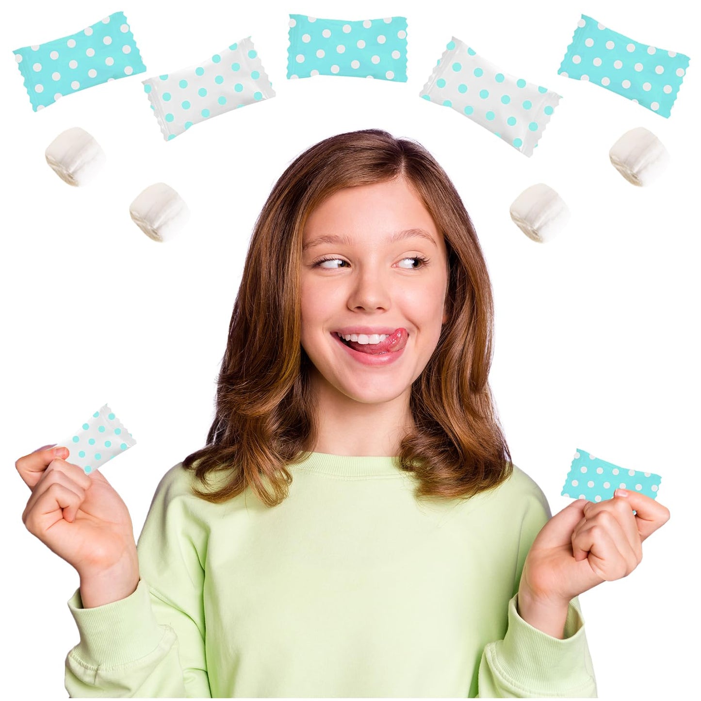 Fruidles Big Dots Buttermints, After Dinner Mints, Fat-Free, Kosher Certified, Individually Wrapped (Baby Blue, 110 Pieces)